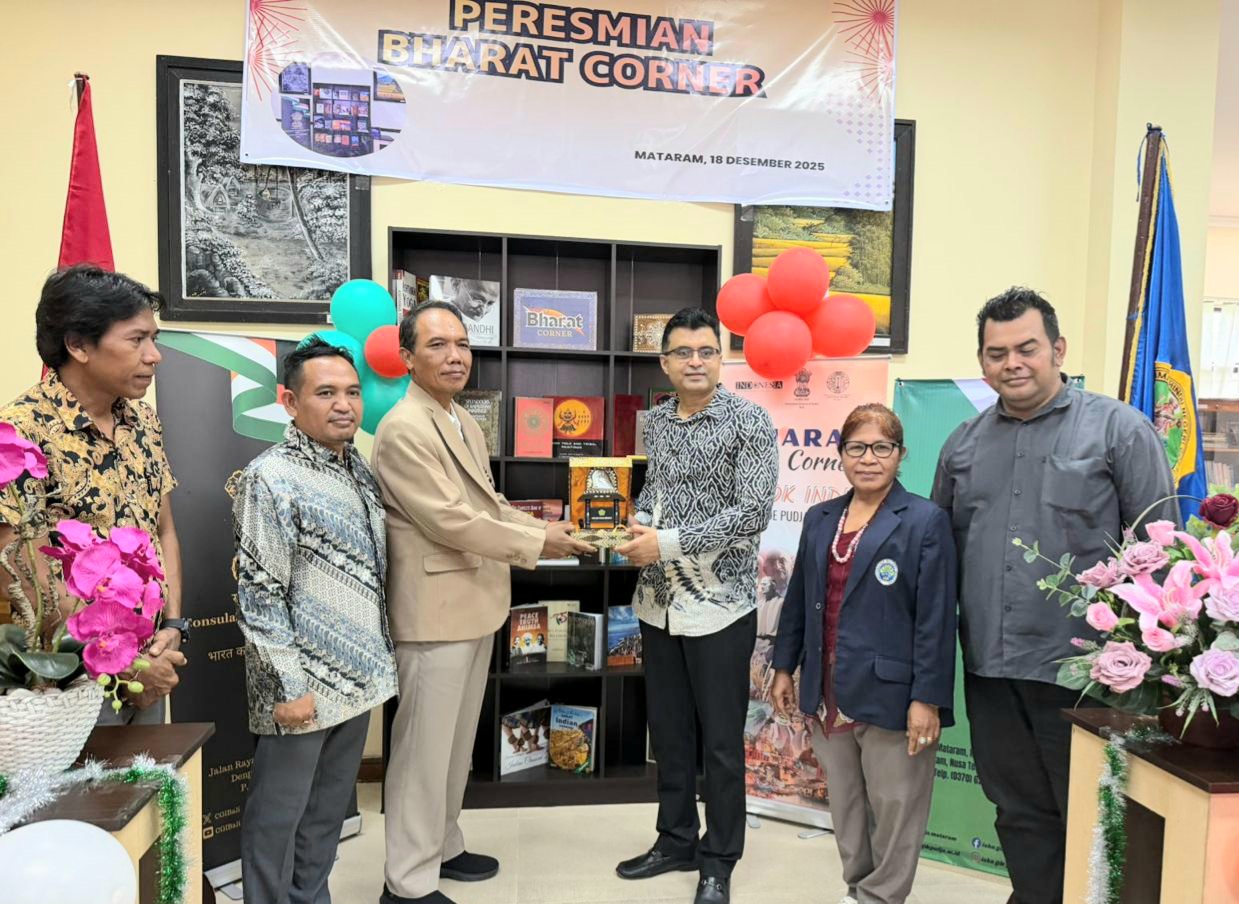 PERESMIAN BHARAT CORNER DI IAHN GDE PUDJA MATARAM PERKUAT AKSES LITERASI GLOBAL DAN KERJA SAMA INTERNASIONAL